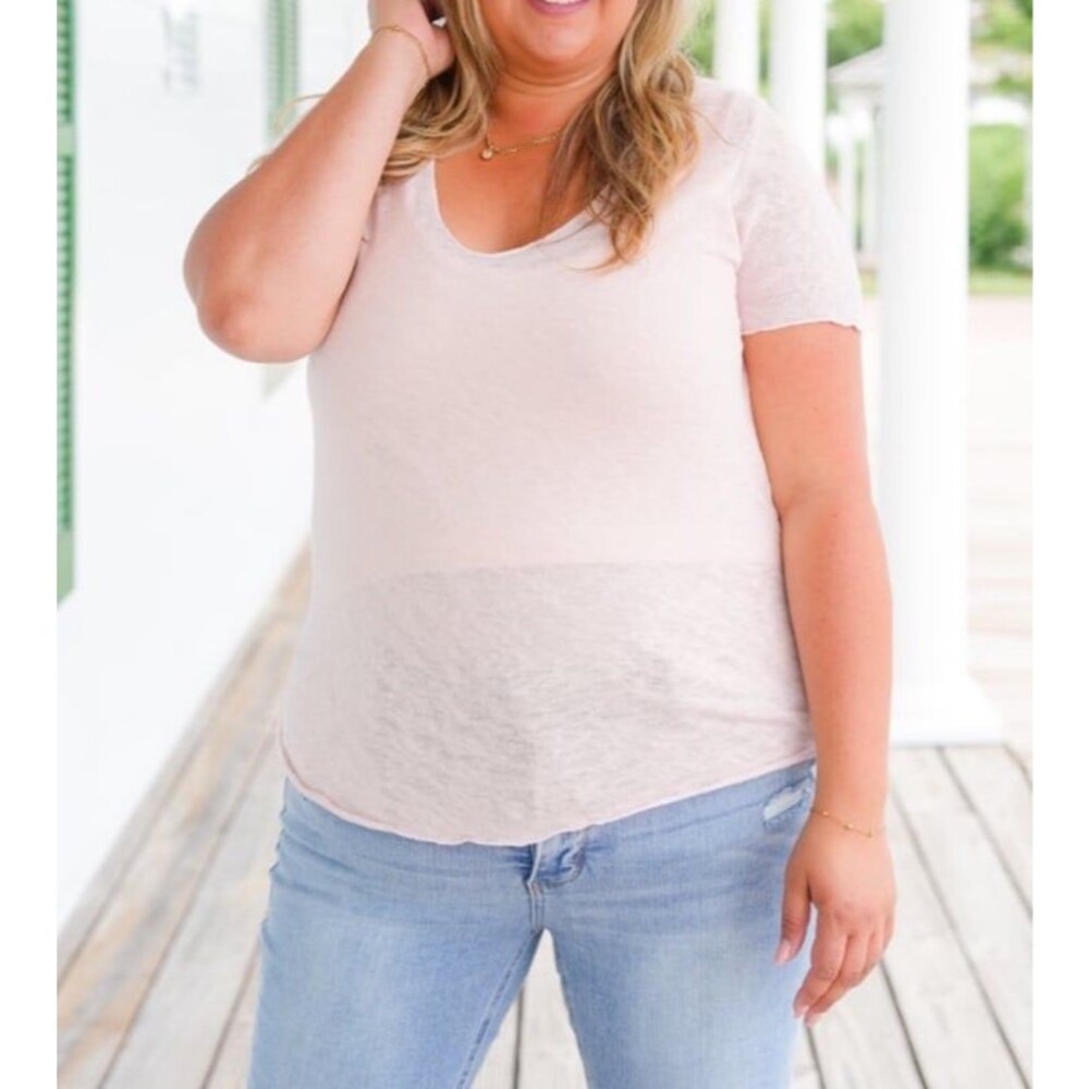 Blush pink vneck tshirt MOON RYDER Lightweight sweater MOONRYDER womens xl NEW